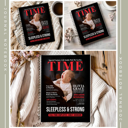 Personalized TIME Magazine Baby Notebook – Custom Photo, Name & Quote | Funny Mom Gift